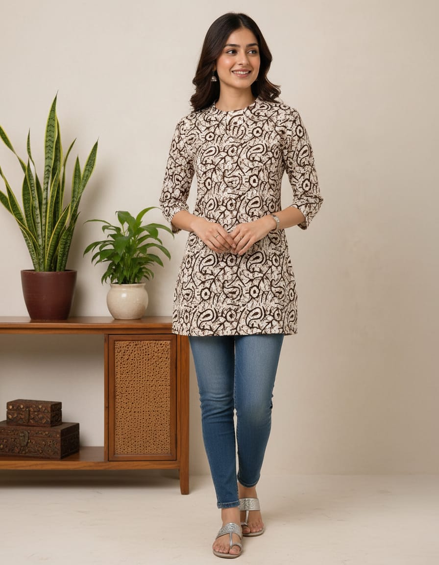 Classic Kalamkari Print Short Kurti
