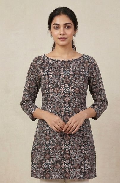 Midnight Mandala Printed Short Kurti