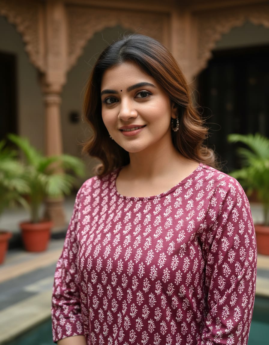 Rosewood Handblock Print Kurti