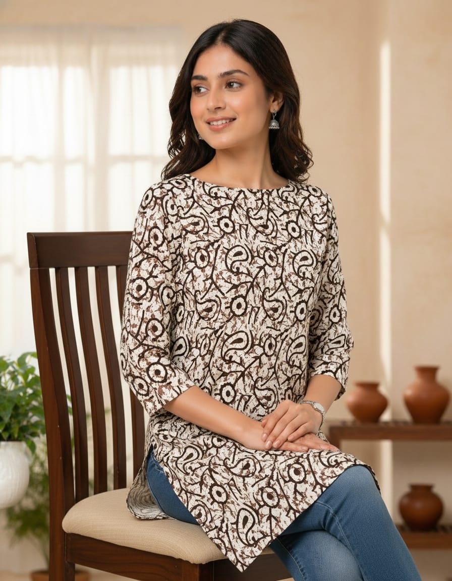 Classic Kalamkari Print Short Kurti