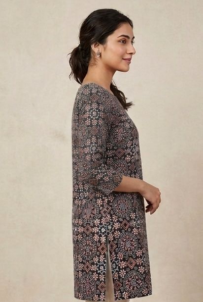 Midnight Mandala Printed Short Kurti
